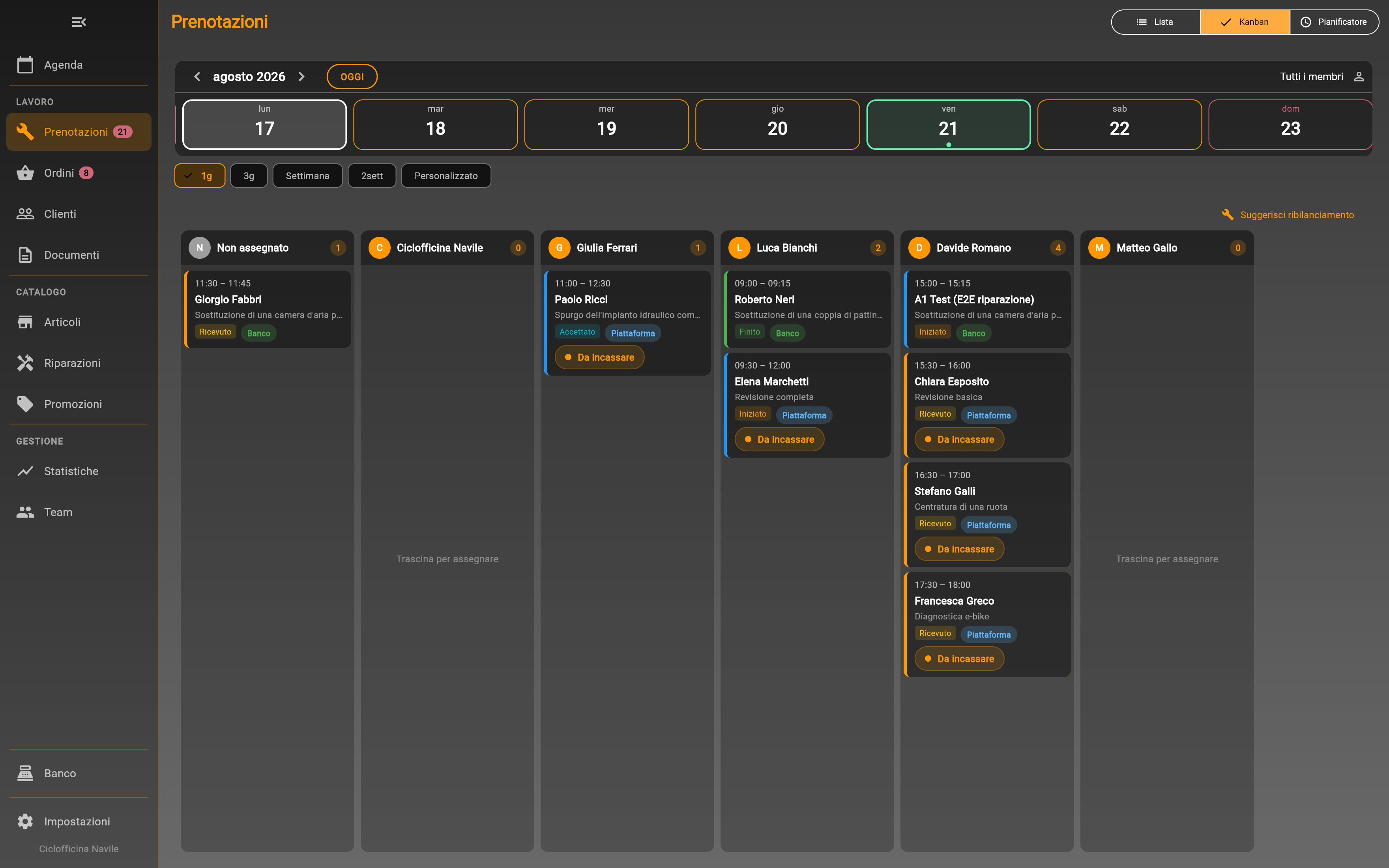 Kanban board with multi-mechanic columns